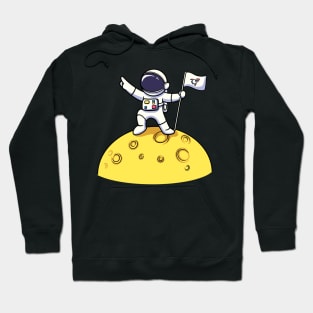 Astronaut Holding Flag On Moon Hoodie